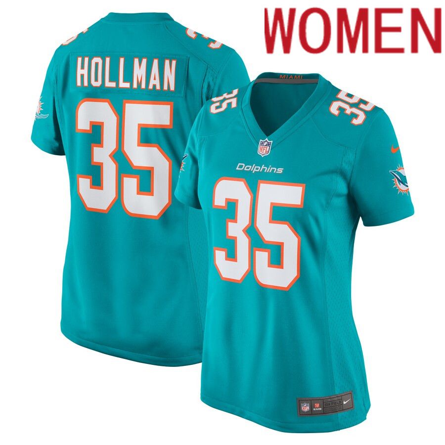 Women Miami Dolphins #35 Ka Dar Hollman Nike Aqua Home Game Player NFL Jersey